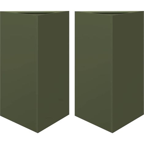 Maison Exclusive - Fioriere 2 pz Verde Oliva Triangolari 50x43x75 cm in Acciaio (1/5)