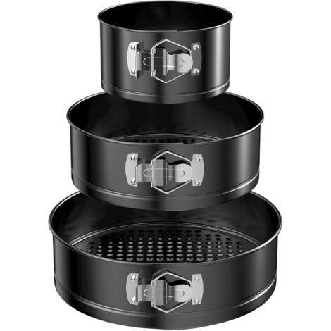 QORVA-3 Pièces Moule à Manqué Rond, 12/18/22cm Moule à Gàteau Rond, Ensemble Antiadhésif Moules à Charnière en Acier Inoxydable Avec Fond Amovible, pour Gâteaux au Fromage Pizzas Quiches (1/5)