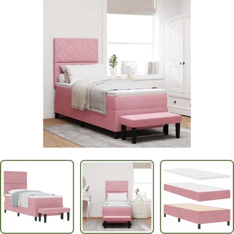 vidaXL Lit moderne - Lit à ressorts avec matelas Rose 80 x 200 cm Velours (1/5)