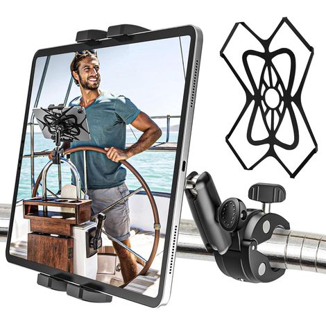 Support robuste en métal, support pour iPad sur bateau, voilier ou yacht avec bras en aluminium, fixation par pince pour guidon, barre, tube de vélo pour tablettes et téléphones de 4 à 13 pouces (1/5)