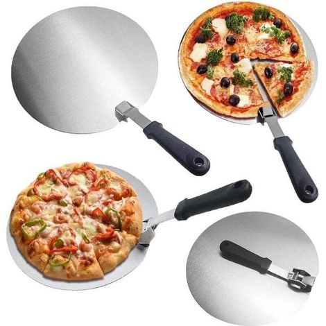 Spatule à pizza ronde en métal de 30 cm avec manche pliable, adaptée au four, au gril ou à la cuisson au four, parfaite pour la préparation de pizzas et de pains maison. (1/4)