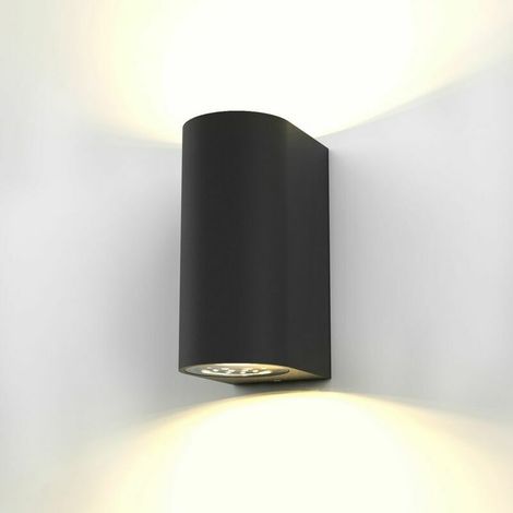 BKLicht LED wall light outdoor indoor modern black, wall spot GU10, 2 spotlights of 400lm each, modern lighting garden terrace garage, IP44, 2x5W (1/5)