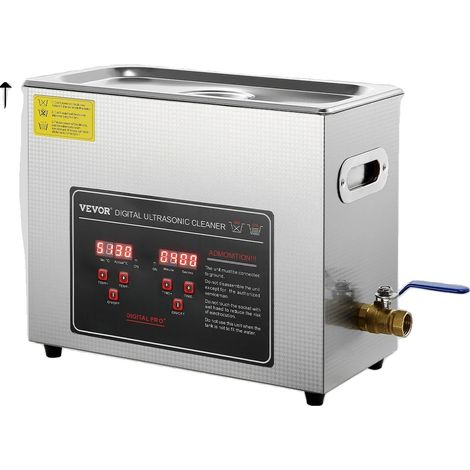 Nettoyeur Ultrasonique, Acier Inoxydable, Fonction de Nettoyage Chauffée, 6L (1/2)