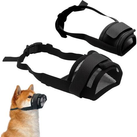 2 Pièces Musoliaire Chien S/L, Muselière Réglable Filet en Nylon Respirant Muselière Petit Chien Moyen, Muselieremuselières pour Empêcher Morsures, Mâchonnements et Aboiements (1/5)