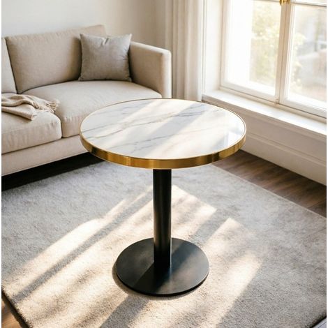 Tavolo rotondo da salotto in MDF bianco OKMYHOME (1/5)