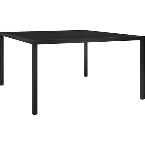 Teenpull – Gartentisch 130x130x72 cm Schwarz Stahl und Glas (1/5)