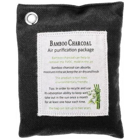 – Sac de charbon de bois de bambou 200g – Absorption d'odeurs et humidité – Non toxique – Pour maison, voiture, armoires (1/5)