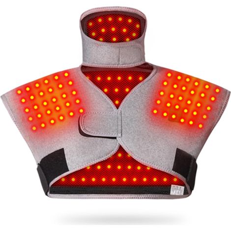 Dispositivo inalámbrico de terapia infrarroja, soporte y calor para hombros, 192 diodos de luz roja, banda térmica para cuello, alivio del dolor de cuello y hombros (sin función de masaje) (1/5)