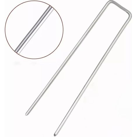 Lot de 50 piquets de jardin en acier galvanisé antirouille, type U, pour la fixation de clôtures et de toiles de paillage.