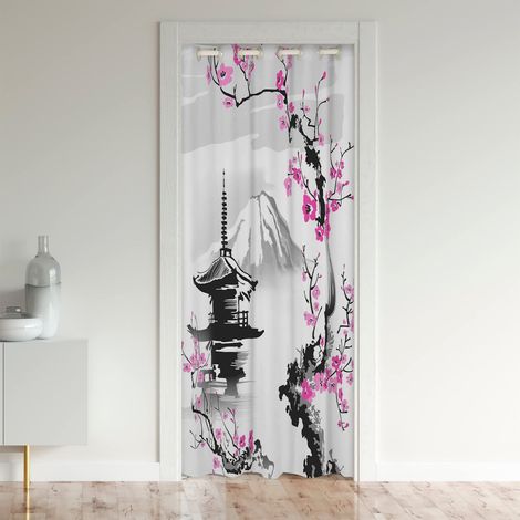 Rideau de porte 86 x 203 cm pour porte intimité Montagne Rideau pour porte intérieure Séparateur de pièce Floral Rideau thermique isolé Chambre Diviseur (1/5)