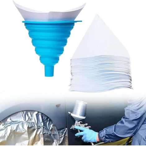 Filtro per vernice, filtro a imbuto in silicone, imbuto in silicone pieghevole, carta da filtro per vernice in nylon fine, imbuto per filtro per vernice, per filtrare liquidi, vernice, 20 pezzi