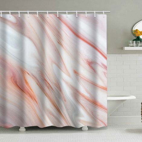 Duschvorhang mit Marmormuster (150 x 180 cm), bedruckter, wasserdichter Stoffduschvorhang, Duschvorhang aus Polyester mit geometrischem Muster, inklusive 12 Haken.