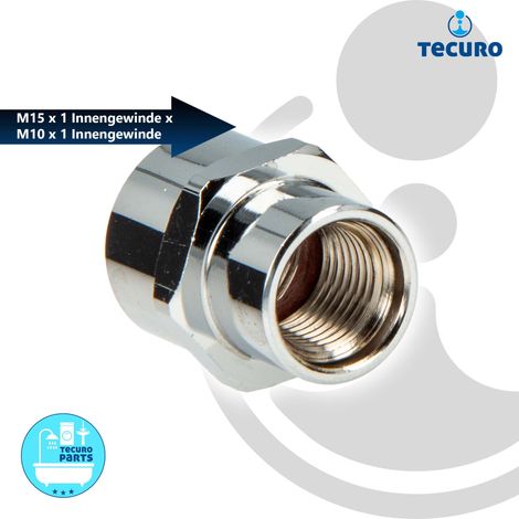 tecuro Reduzierstück M15/1 Innengewinde x M10/1 Innengewinde MS-verchromt (1/4)