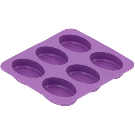 DEESSE SHOP-Moule à Savon en Silicone Violet à 6 Cavités, Motif Unique, Moule à Gâteau au Savon, Facile à Utiliser pour la Fabrication de Fournitures de Boulangerie (couronne ovale) (1/5)