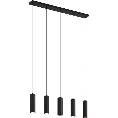 QAZQA Modern Pendant Lamp Black 5-Light - Jeana