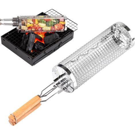 Cestello per barbecue da esterno, tubo a rete in acciaio inox - Grande taglia (1/4)