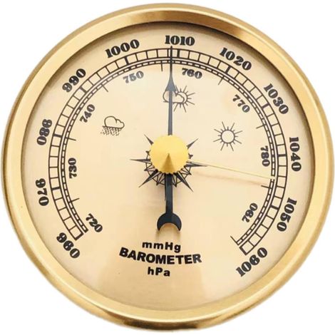 Barometro domestico in alluminio calibrato regolabile per misurare le variazioni della pressione atmosferica nell'ambiente