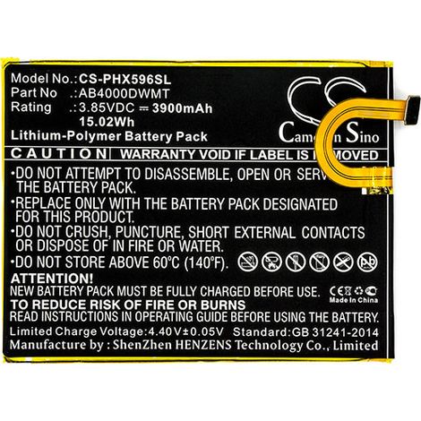 NX - Batterie téléphone, smartphone, GSM pour Philips 3.85V 3900mAh - AB4000DWMTAB4000D (1/2)