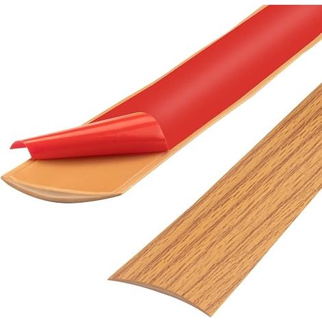 Bande de seuil en PVC de 100cm, bandes de transition de sol, bandes de revêtement stratifié, bande de séparation porte auto-adhésive (100cm-5cm-Grain de bois jaune) (1/5)