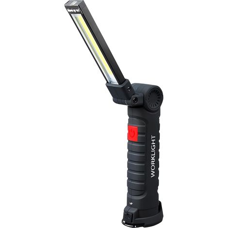 1piece Lampes de Travail LED Rechargeables, COB Baladeuse LED lampe torche, Lampe Portable Avec Base Magnétique Et Crochet De Suspension 5 Modes Pour Garage, Camping, d'urgence- Petit (1/5)