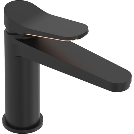 Grifo monomando de lavabo para baño mate con maneta cobre. Colección Koa, grifería de baño moderna, ahorro de agua, instalación fácil (1/2)