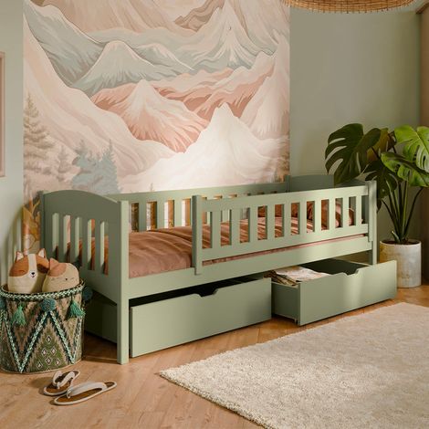 Letto 90x200 con rete a doghe e cassetti Samuel Oliva (1/3)
