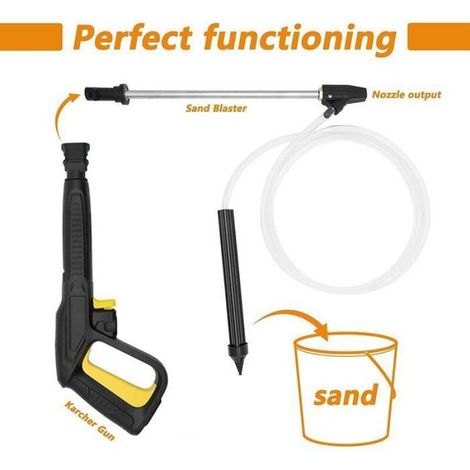 Kit de sablage humide 2,75m, accessoire haute pression, acier inoxydable, pour nettoyeur K1-K7, garage et maison (1/5)