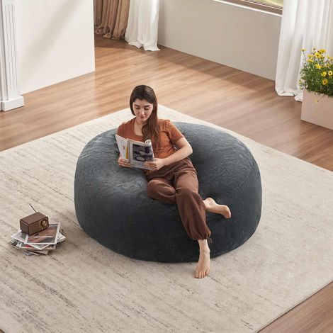 Pouf sacco, supporto allevia pressione, forma personalizzabile, fodera lavabile, in spugna grigio scuro (1/5)