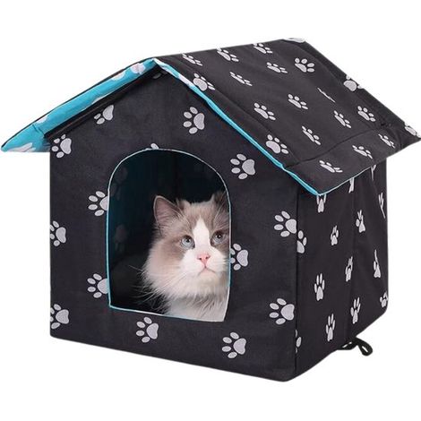Caseta para gatos de exterior,Jaula para gatos impermeable y resistente a la intemperie,Negra,43 x 45 x 40 cm (1/5)