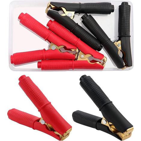 4-teiliges Krokodilklemmen-Set, 100 A, Reinkupfer, 90 mm, Rot und Schwarz, für Autobatterien (1/5)
