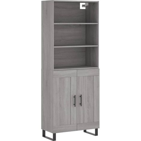 Buffet bahut commode armoire meuble de rangement organisateur cuisine salle de séjour salon haut sonoma 69,5 x 34 x 180 cm bois d'ingénierie gris