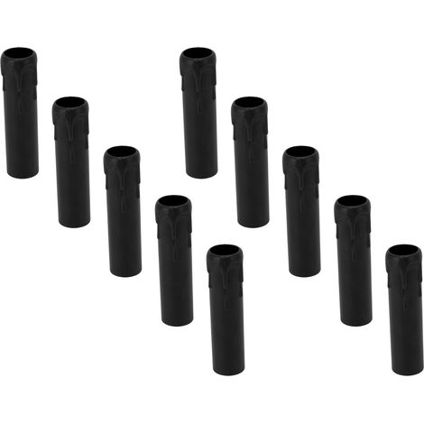 Lot de 10 manchons pour bougies de 10 cm (4 pouces), imitation cire vintage, pour lustre, noir. (1/5)