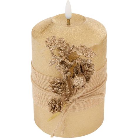 Candela a led lupa dorata, altezza 15 cm - Feeric lights & christmas (1/3)