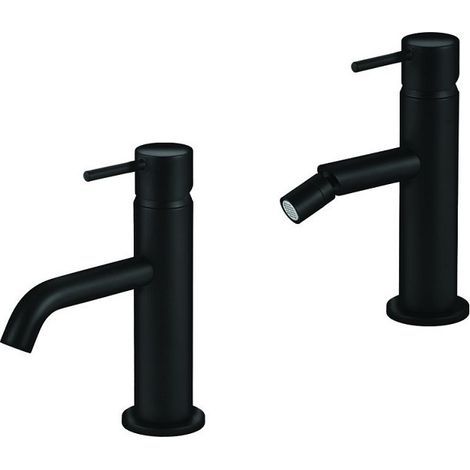Set miscelatori lavabo e bidet in colore nero opaco Gattoni Easy KITEASYNO1