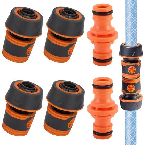 6 Raccord Tuyau d'Arrosage 19mm (3/4 Pouce), 4 Raccords Rapides et 2 Connecteurs Doubles, Kit d'Embout Tuyau Arrosage pour Jardin et Lavage de Voiture, Compatible avec Tuyau 19mm/23mm (1/5)