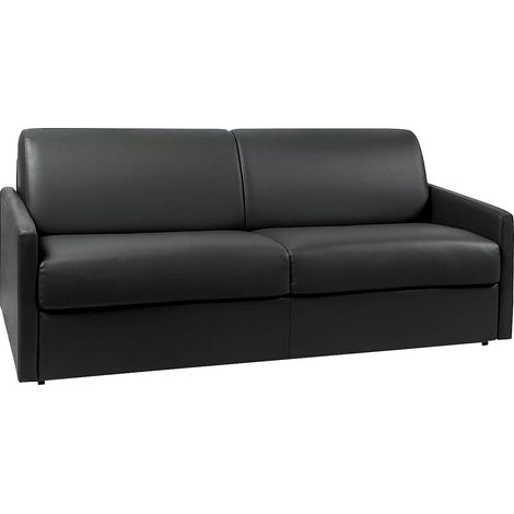 Divano letto 4 posti express in similpelle nera con seduta memory foam - Letto 160 cm - Materasso 14 cm - CALIFE (1/2)