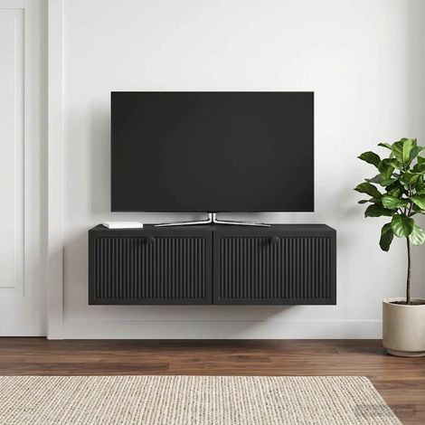 Wandmontierter TV-Schrank Schwarz 98 x 41 x 30 cm Holzwerkstoff (1/5)