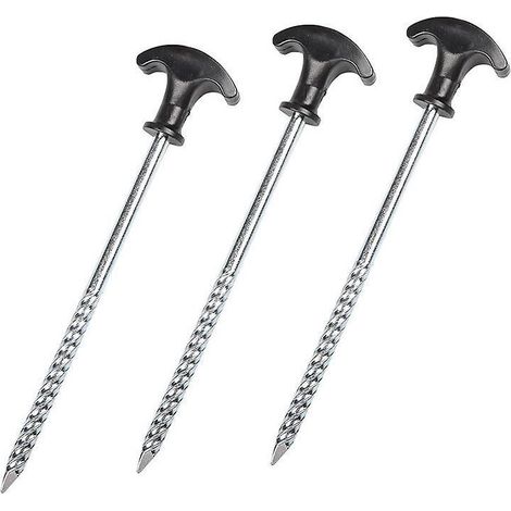 3 Clous De Tente En Spirale (3-4 Personnes), Clous De Tente Antirouille Galvaniss De 20 Cm, Piquets De Camping, Clous De Corde Lourds Avec Poignes (1/5)