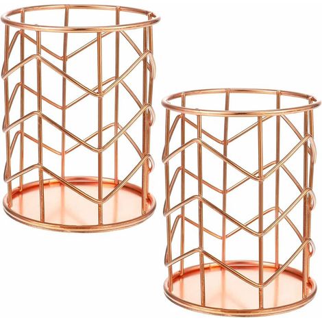 2 pieces pen holder, rose gold pencil holder, fashion openwork writing instrument holder, desk organiser, pen holder, organiser, make-up brush holder Rose gold 01 (1/5)