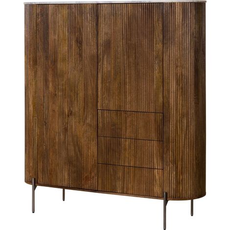Credenza Mango marrone / bianco Laccato 150x45x160 cm montato parzialmente BARCELONA 241 (1/3)