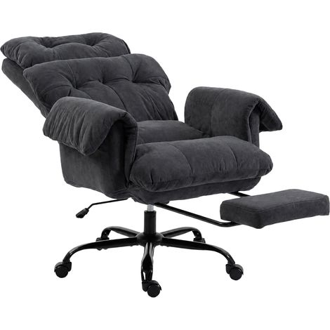 Chaise de bureau à pliable fonc pour salon dossier réglable, roulettes rembourrée, fauteuil rembourré, hauteur acier, gris foncé (1/5)