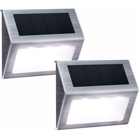 Lumières à énergie solaire pour marches d'escaliers, clôtures, chemin, lampe à LED, extérieur étanche, lumière blanche, paquet de 6 (1/4)