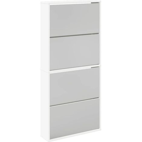 Maison Exclusive - Scarpiera a 4 Strati con Specchio Bianca 63x17x134 cm (1/5)