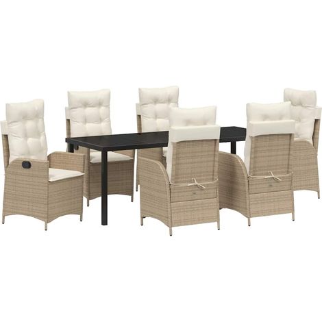 Maison Exclusive - Set da Pranzo per Giardino con cuscino 7 pcs Beige polyrattan