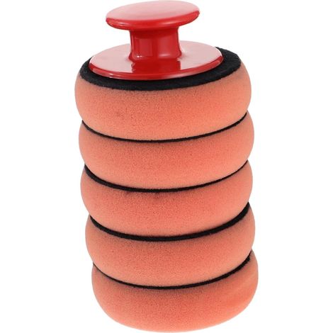 Kit applicateur cire : 1 poignée + 5 éponges, usage pro, polissage/nettoyage automobile efficace (1/5)