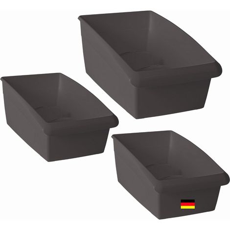 Ensemble de rangement cosmétique Novaliv de 3 pièces (2 pièces 25 x 12 cm et 1 pièce 25 x 16 cm) GRIS ANTHRACITE - porte-pinceaux de maquillage 