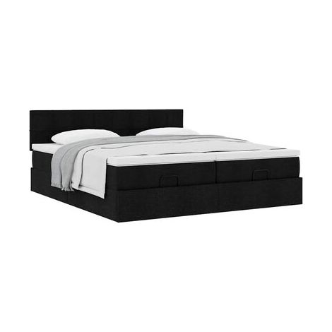 Cadre de lit coffre, matelas noir, 160 × 200 cm, tissu, espace de rangement généreux, tissu doux et respirant, meuble de chambre, design contemporain, montage facile (1/5)