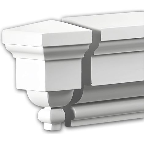 Elemento frontal Profhome 482232 Elemento de fachada Moldura de fachada Elemento decorativo estilo Neoclasicismo blanco