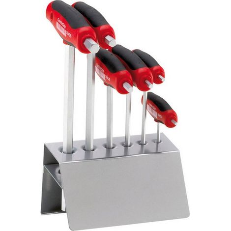 Jeu de tournevis à 6 pans à poignée en T et prise de force latérale, 6 pièces, Contenu : 3 x 100 4 5 6 x 150 8 10 x 200 mm (1/3)