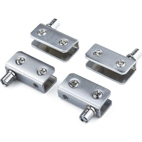 Lot de 4 charnières de porte en verre sans perçage pour porte d'armoire de douche avec plexiglas de 5 à 8 mm d'épaisseur en acier inoxydable (1/5)